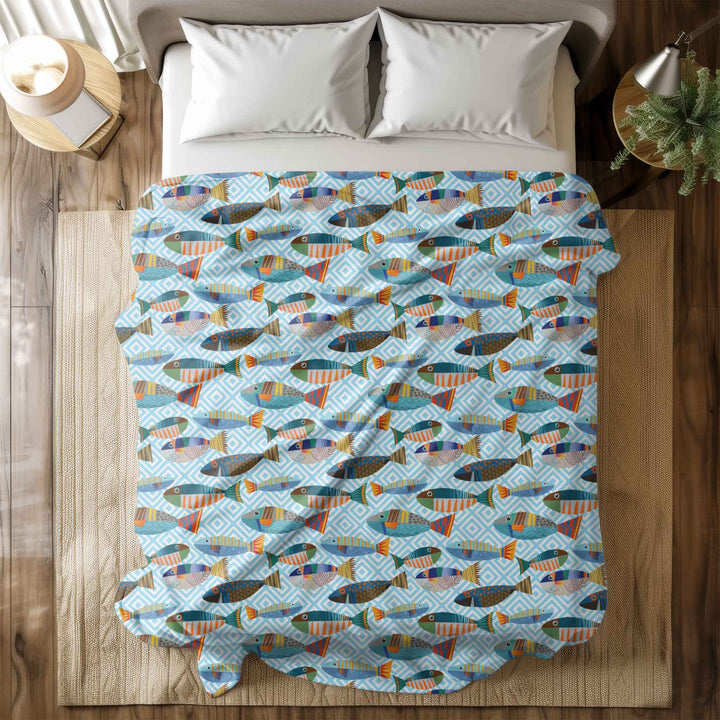 Colorful Fish Microfiber Blanket