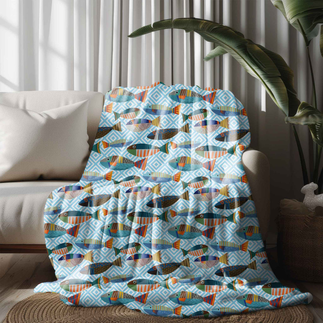 Colorful Fish Microfiber Blanket