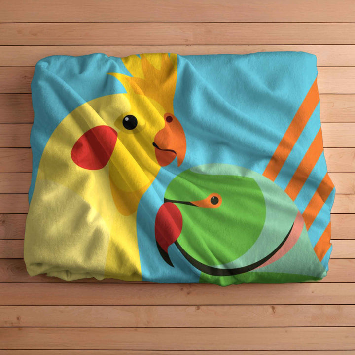 Cuckatoo and Parrot Fleece Sherpa Blanket