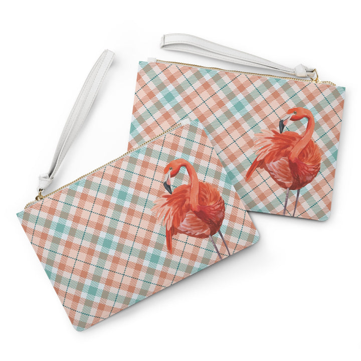 Plaid Flamingo Clutch Bag