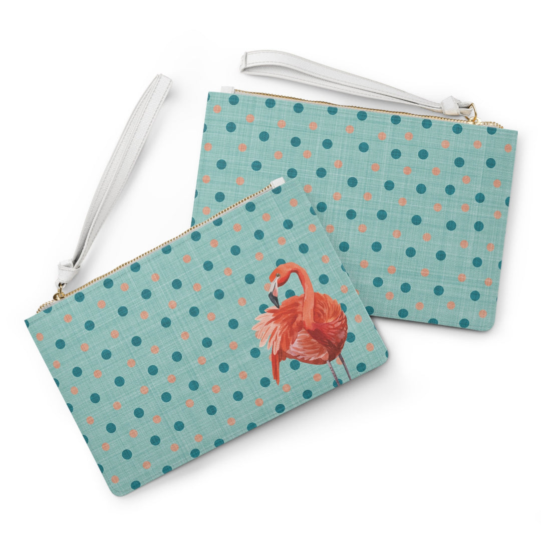 Flamingo Polka Dot Clutch