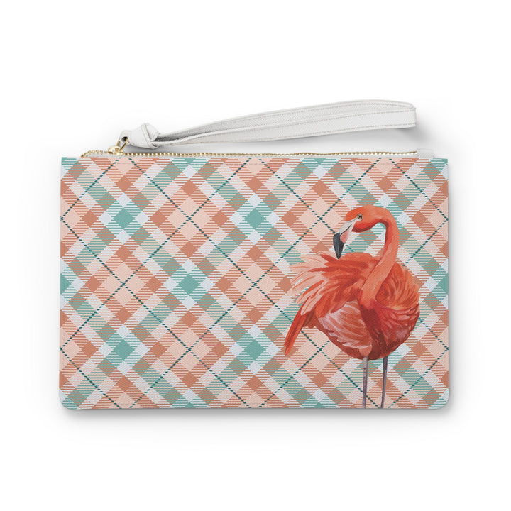 Plaid Flamingo Clutch Bag