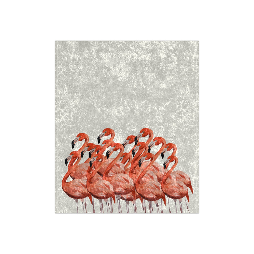 Folded Flamingo Velvet Throw Blanket showing vibrant pink flamingo print